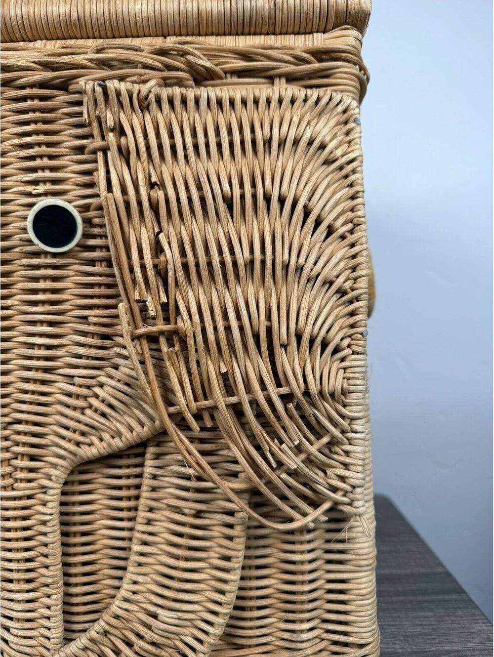 Vintage Wicker Rattan Elephant Storage Basket Hamper Trunk Boho Nursery MCM